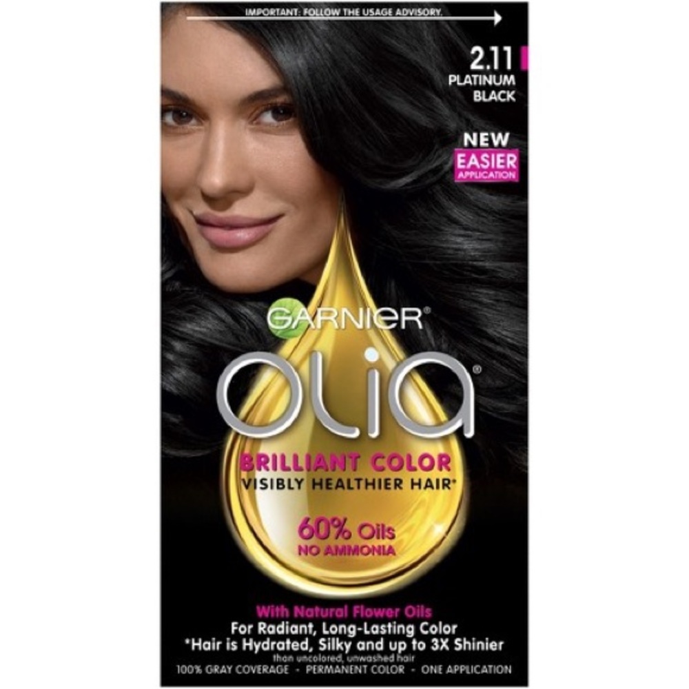 GARNIER💥OLIA AMMONIA FREE HAIR DYE 2.11 PLATINUM BLACK 💥 - Picture 1 of 6